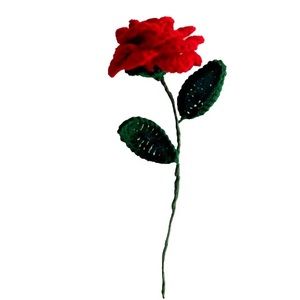 Crochet Knitted Flower Red Rose